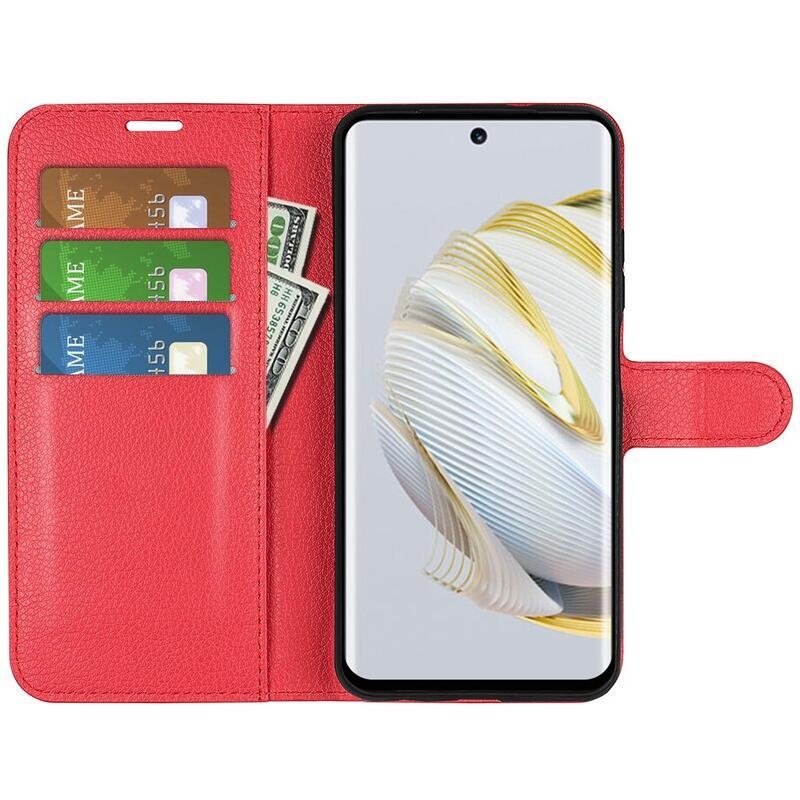 Litchi peněženkové pouzdro na mobil Huawei Nova 10 - červené