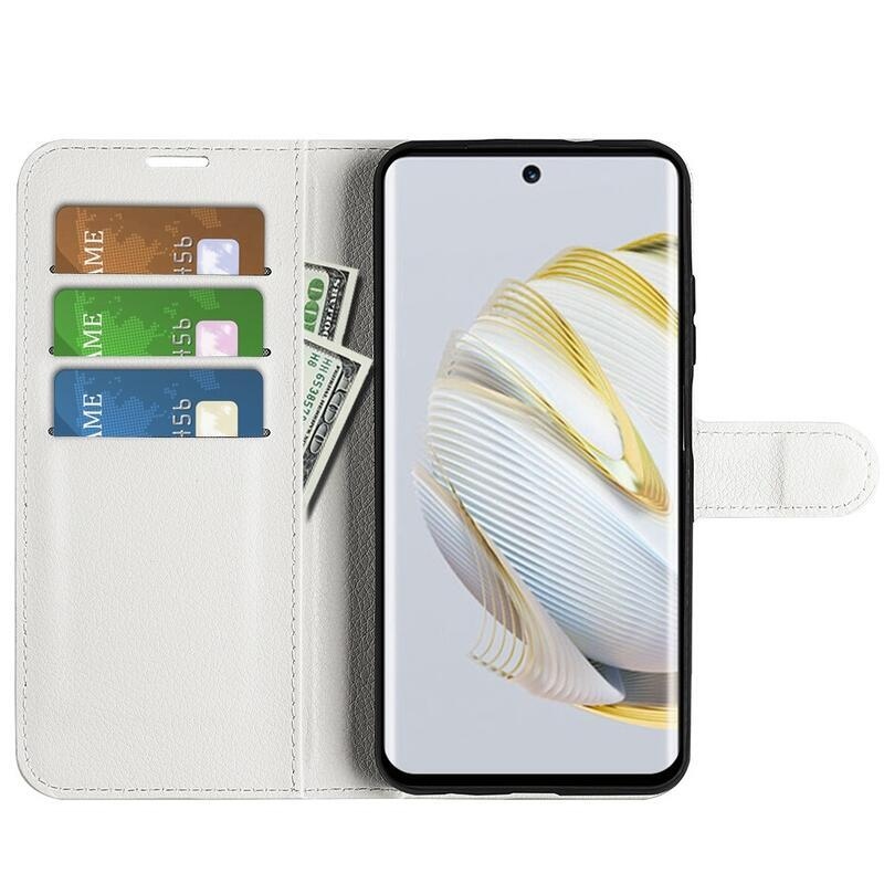 Litchi peněženkové pouzdro na mobil Huawei Nova 10 Pro - bílé