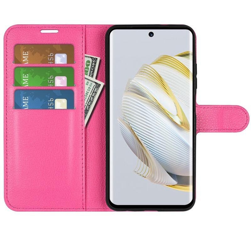 Litchi peněženkové pouzdro na mobil Huawei Nova 10 - rose