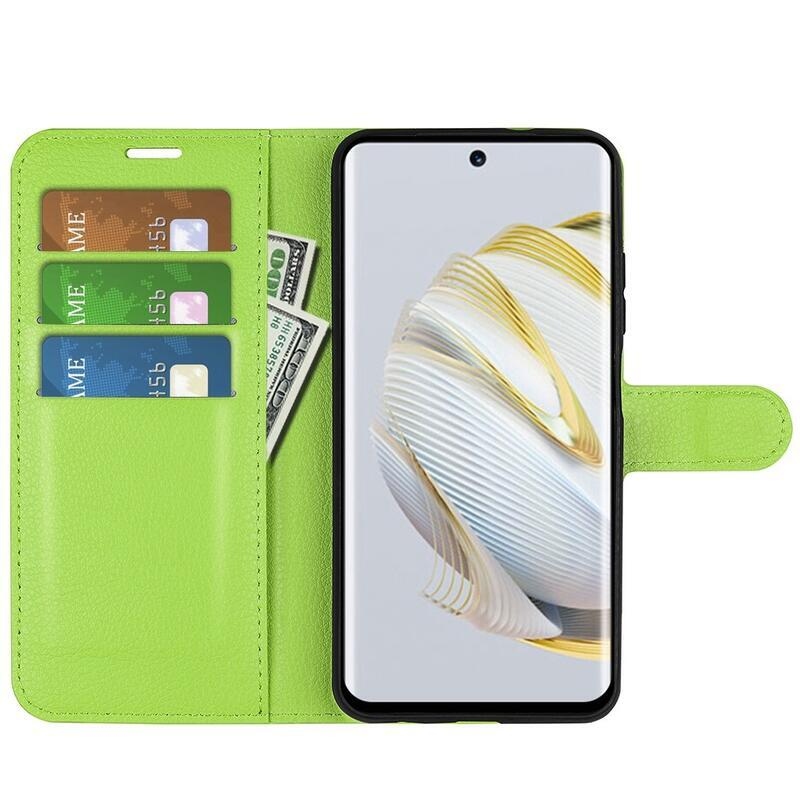 Litchi peněženkové pouzdro na mobil Huawei Nova 10 - zelené