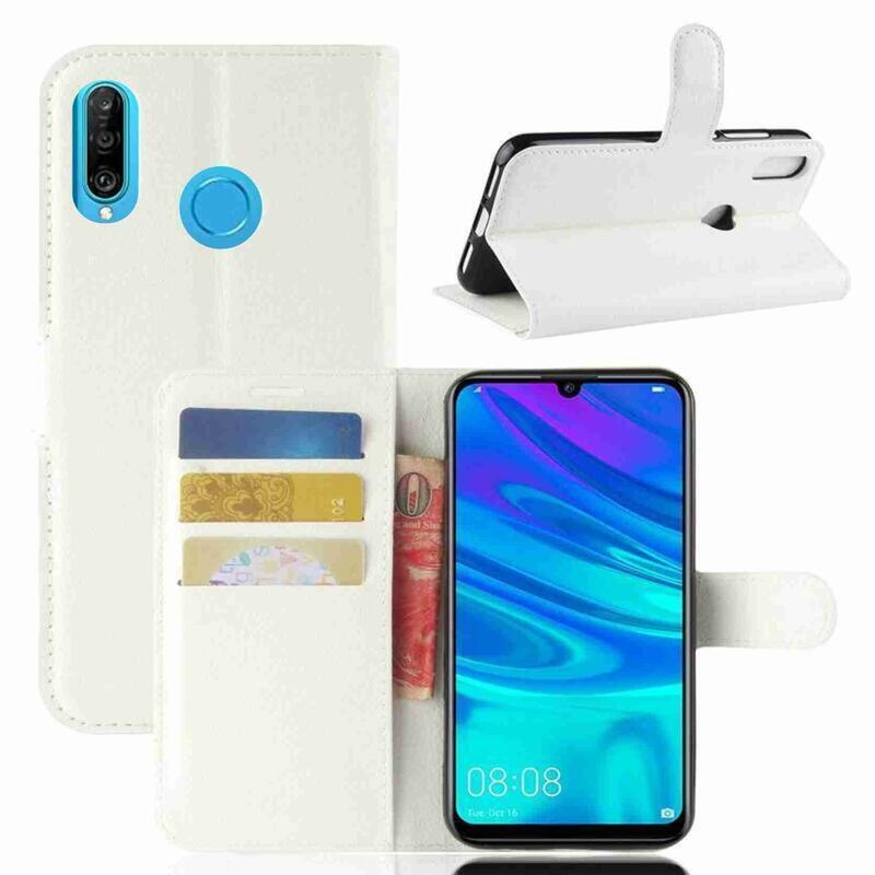 Litchi peněženkové pouzdro na mobil Huawei P30 Lite - bílé