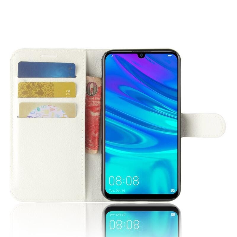 Litchi peněženkové pouzdro na mobil Huawei P30 Lite - bílé
