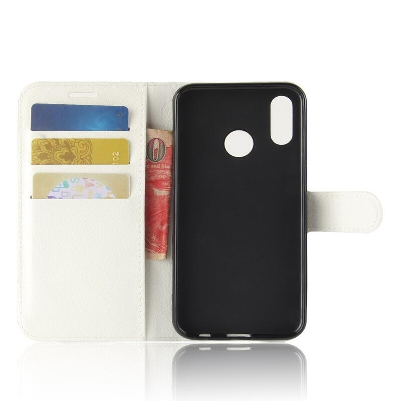 Litchi peněženkové pouzdro na mobil Huawei P30 Lite - bílé