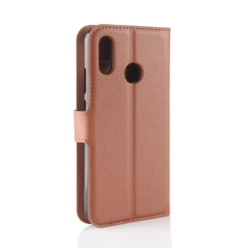 Litchi peněženkové pouzdro na mobil Huawei P30 Lite - hnědé