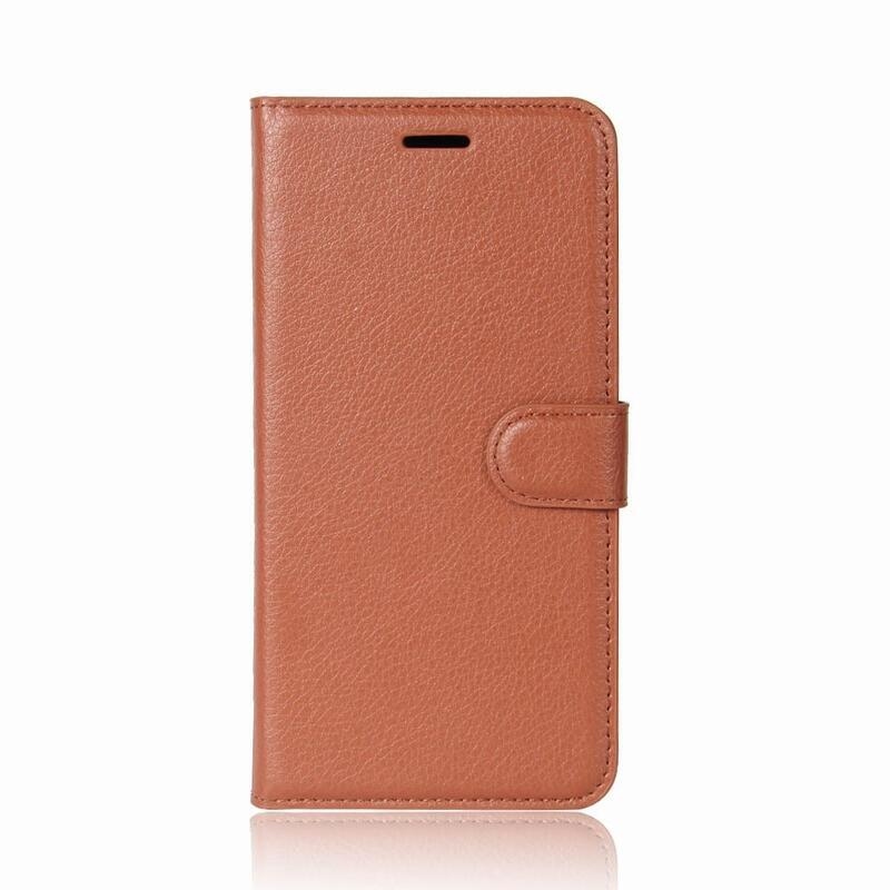 Litchi peněženkové pouzdro na mobil Huawei P30 Lite - hnědé