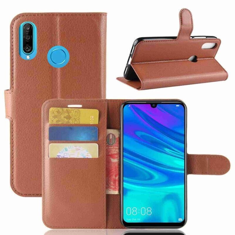 Litchi peněženkové pouzdro na mobil Huawei P30 Lite - hnědé