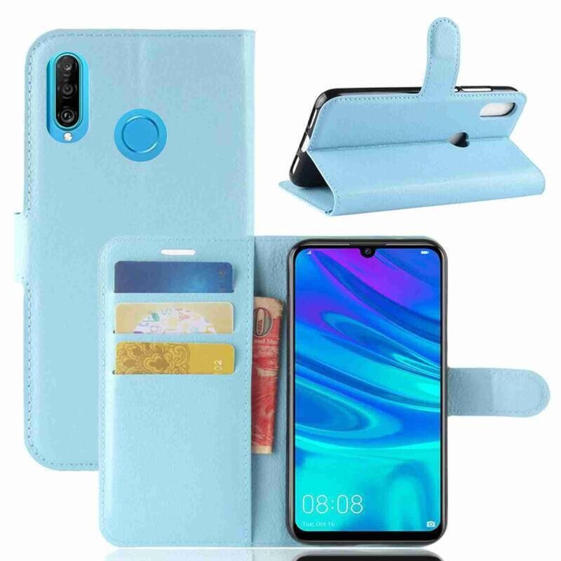 Litchi peněženkové pouzdro na mobil Huawei P30 Lite - modré