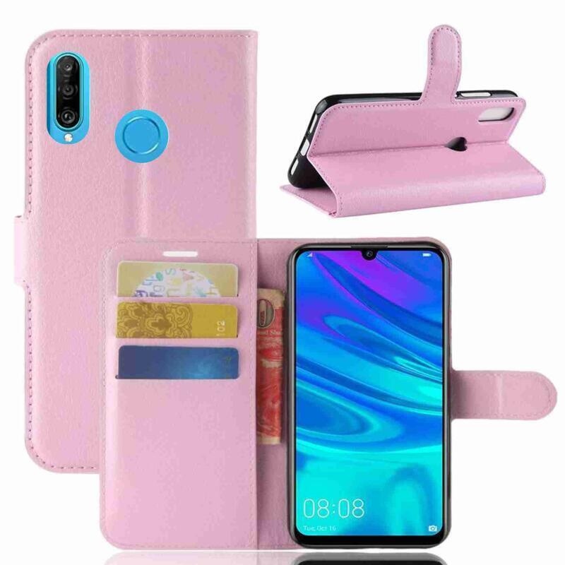 Litchi peněženkové pouzdro na mobil Huawei P30 Lite - růžové
