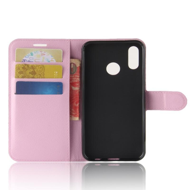 Litchi peněženkové pouzdro na mobil Huawei P30 Lite - růžové