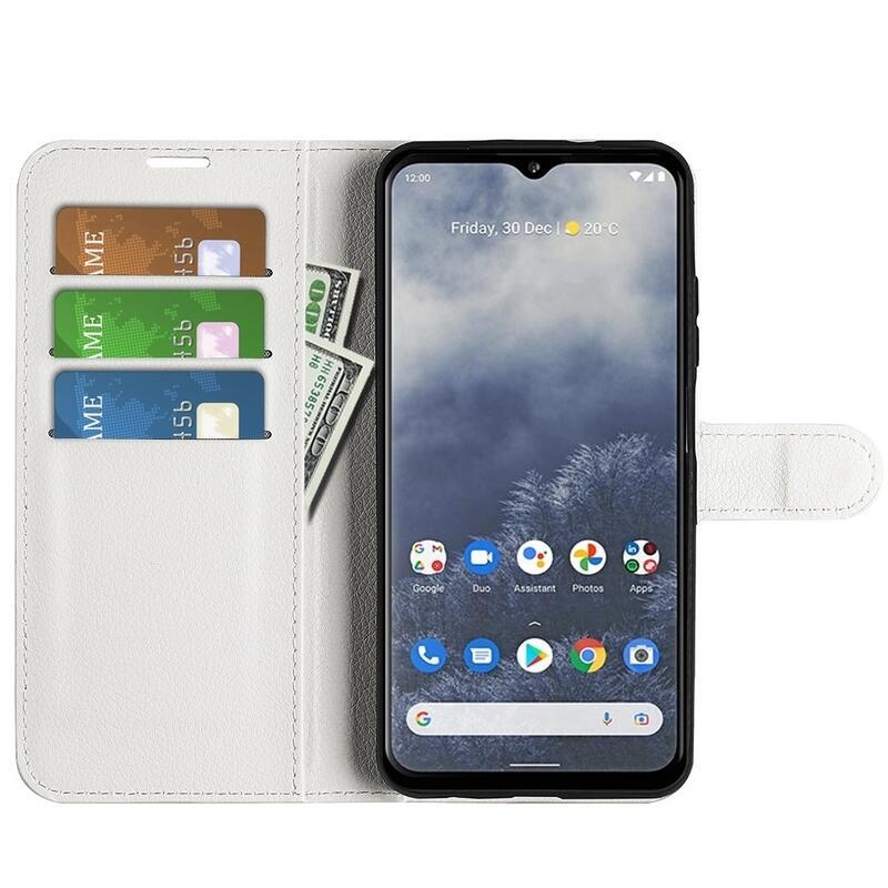 Litchi peněženkové pouzdro na mobil Nokia G60 5G - bílé