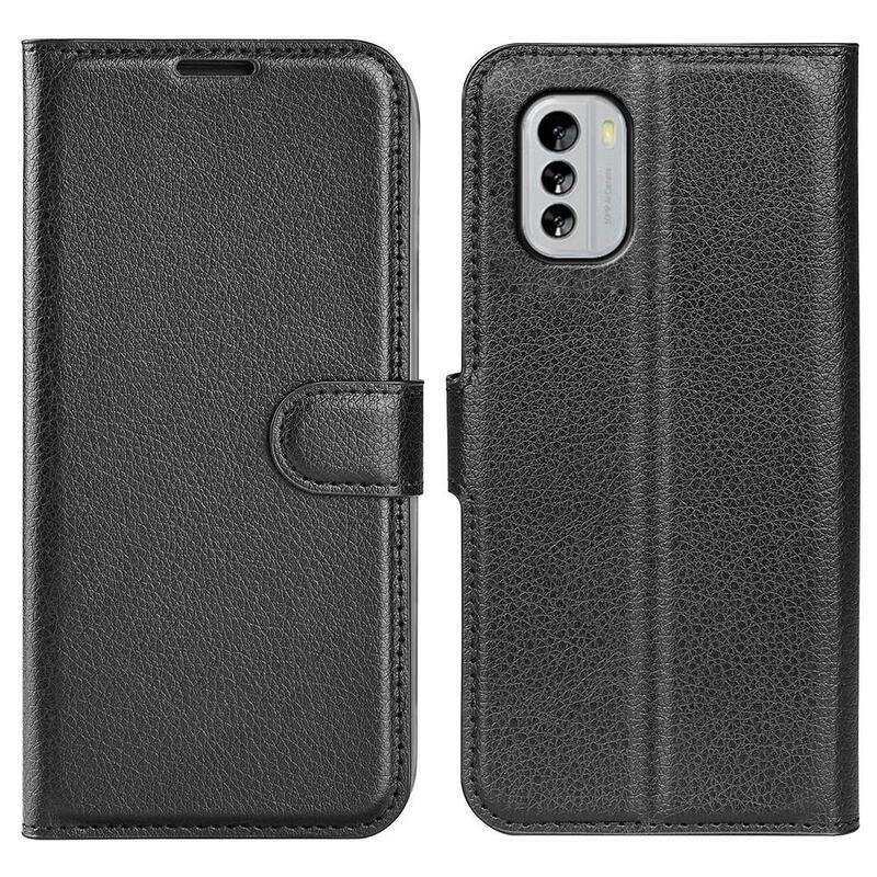 Litchi peněženkové pouzdro na mobil Nokia G60 5G - černé