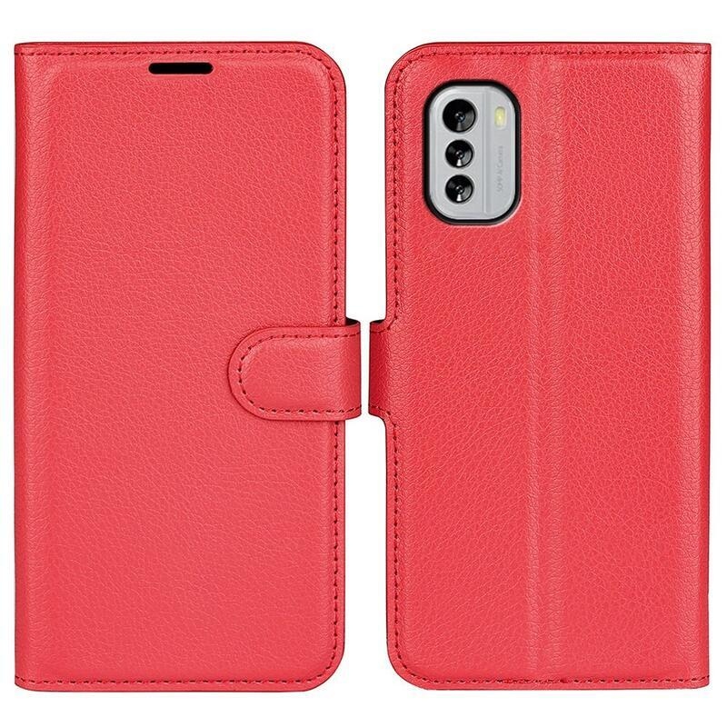 Litchi peněženkové pouzdro na mobil Nokia G60 5G - červené