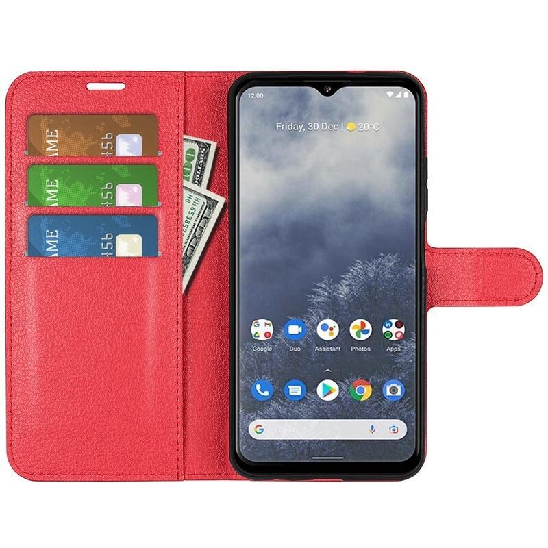 Litchi peněženkové pouzdro na mobil Nokia G60 5G - červené
