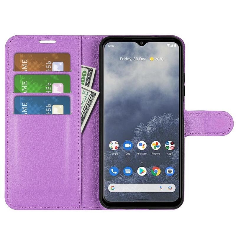 Litchi peněženkové pouzdro na mobil Nokia G60 5G - fialové