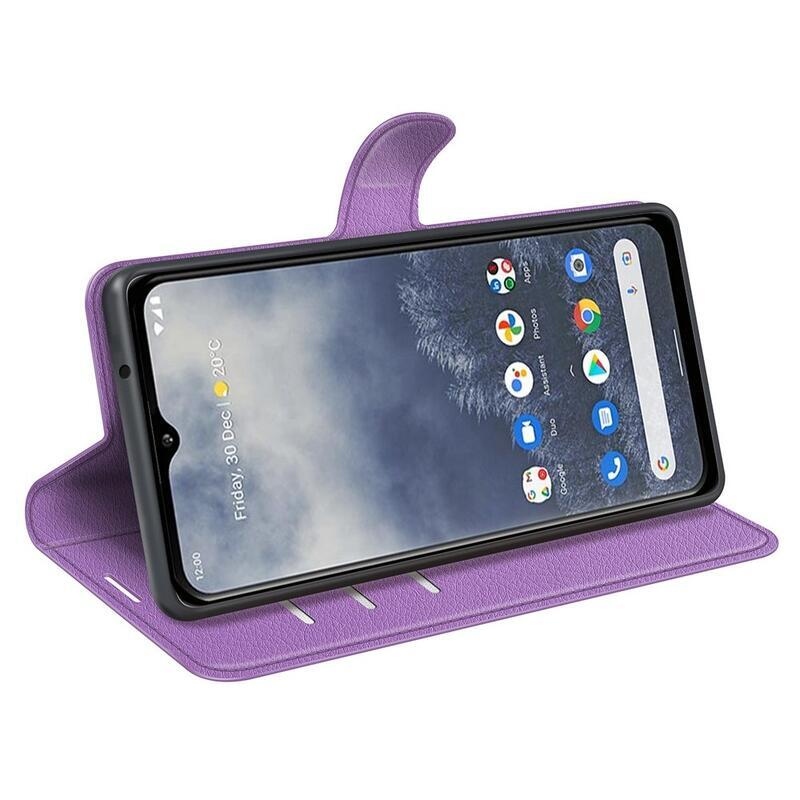 Litchi peněženkové pouzdro na mobil Nokia G60 5G - fialové