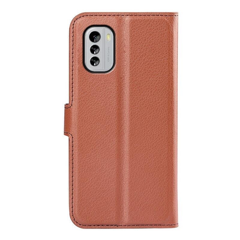 Litchi peněženkové pouzdro na mobil Nokia G60 5G - hnědé