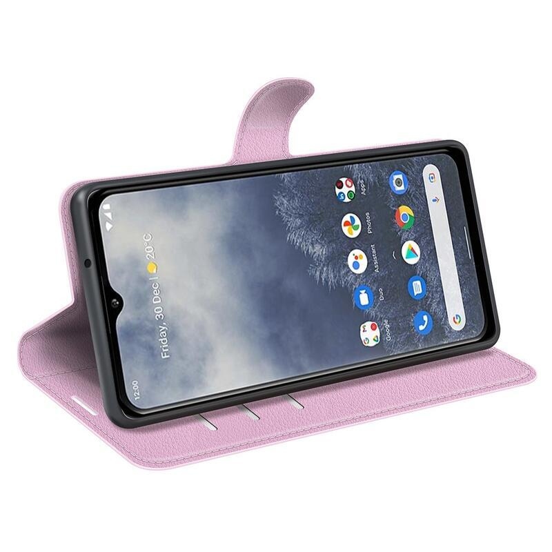 Litchi peněženkové pouzdro na mobil Nokia G60 5G - růžové