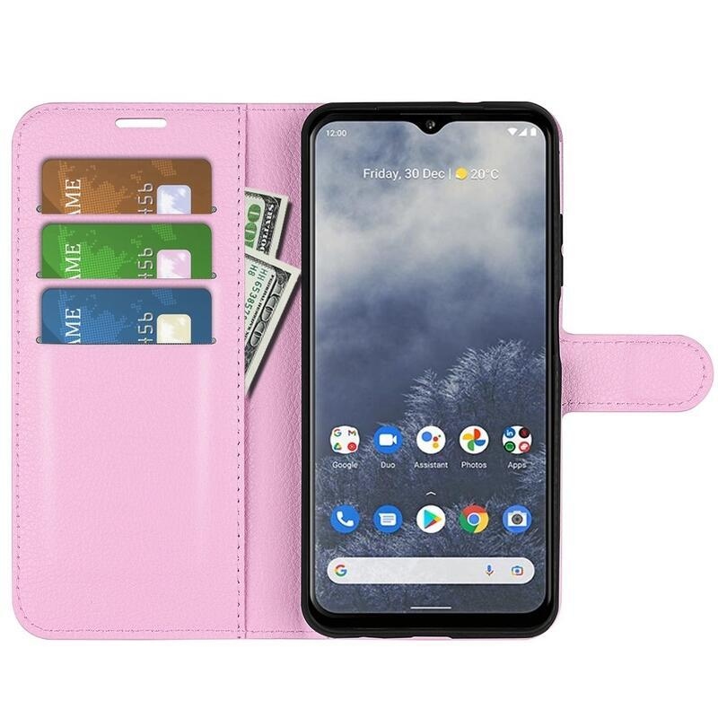 Litchi peněženkové pouzdro na mobil Nokia G60 5G - růžové