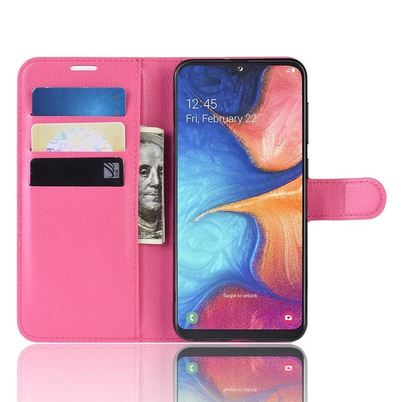 Litchi peněženkové pouzdro na mobil Samsung Galaxy A20e - rose