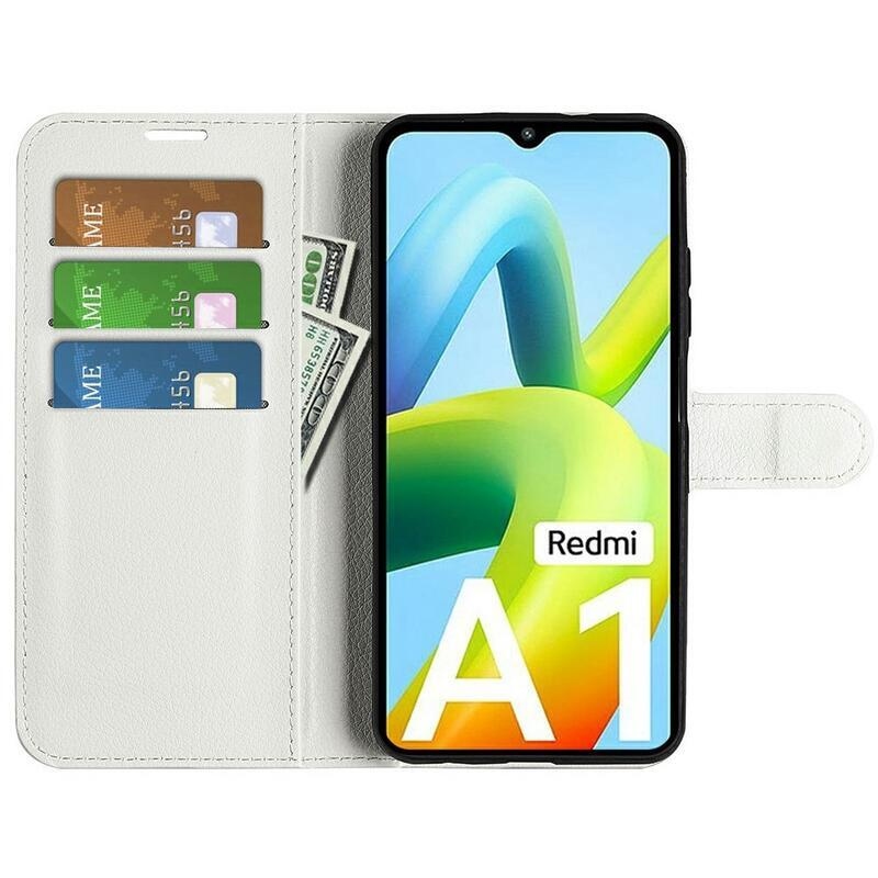 Litchi peněženkové pouzdro na mobil Xiaomi Redmi A1/Redmi A2 - bílé