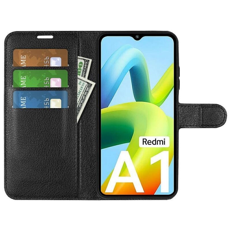 Litchi peněženkové pouzdro na mobil Xiaomi Redmi A1/Redmi A2 - černé