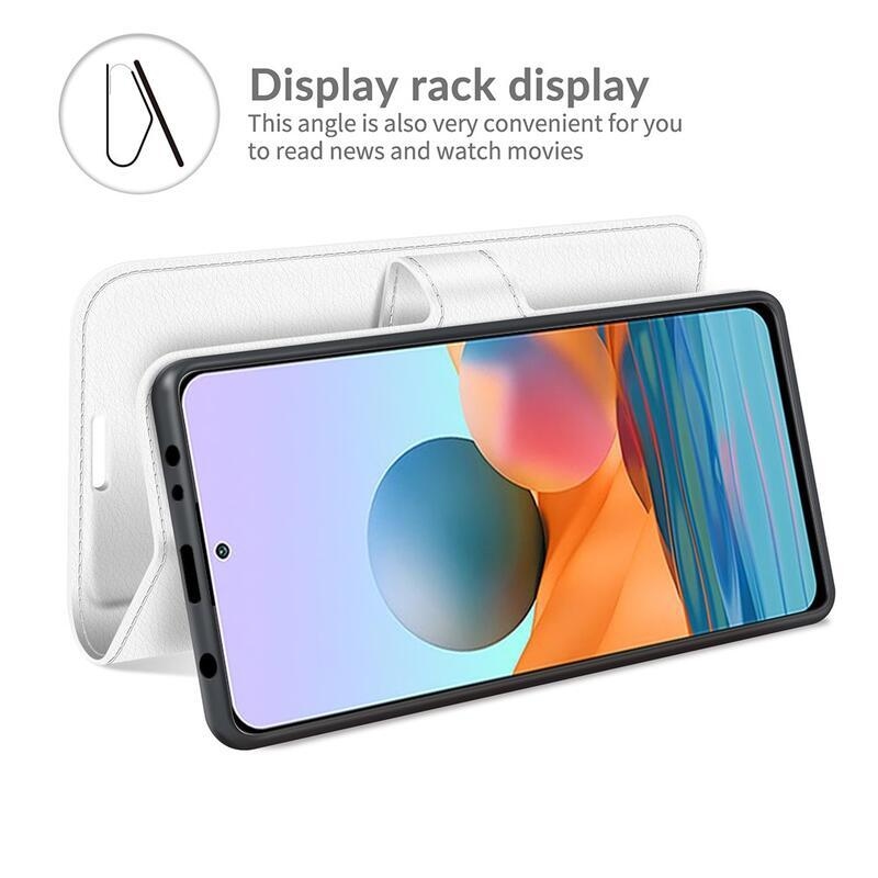 Litchi peněženkové pouzdro na mobil Xiaomi Redmi Note 10 Pro - bílé