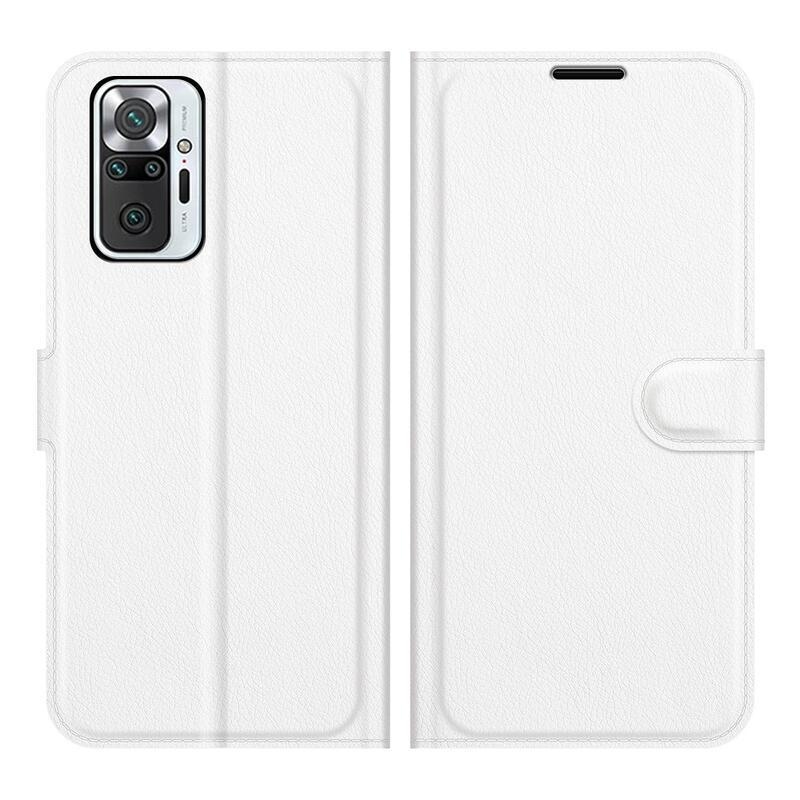 Litchi peněženkové pouzdro na mobil Xiaomi Redmi Note 10 Pro - bílé