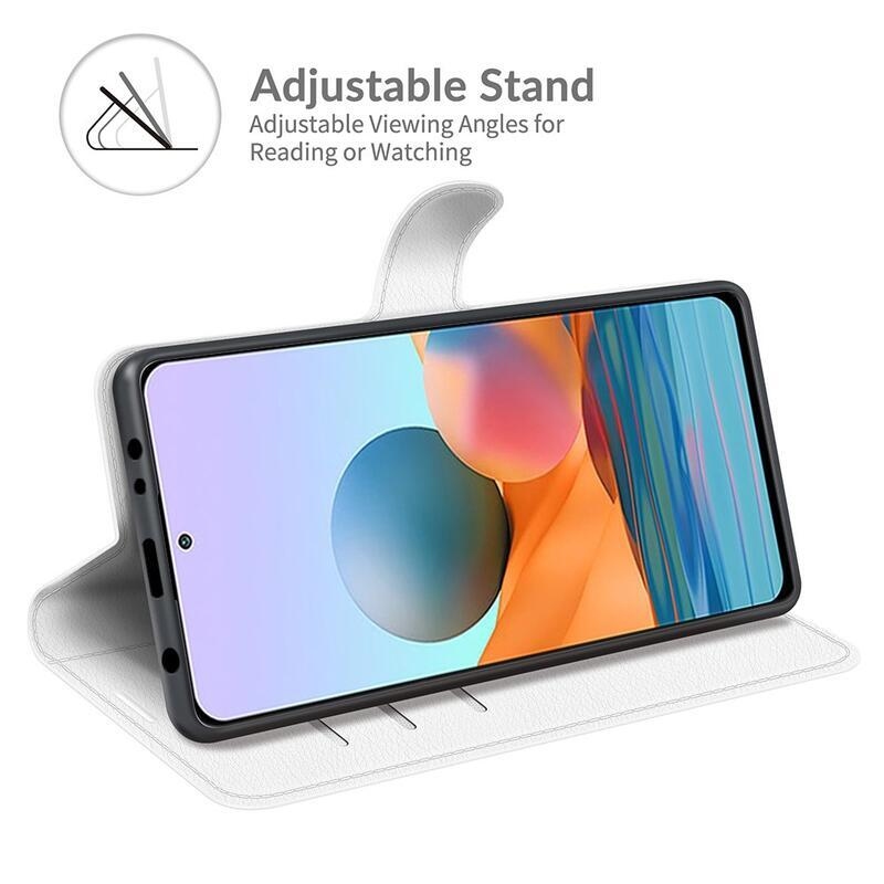 Litchi peněženkové pouzdro na mobil Xiaomi Redmi Note 10 Pro - bílé