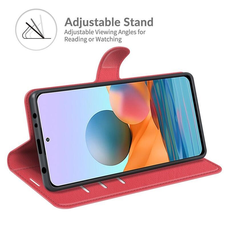 Litchi peněženkové pouzdro na mobil Xiaomi Redmi Note 10 Pro - červené