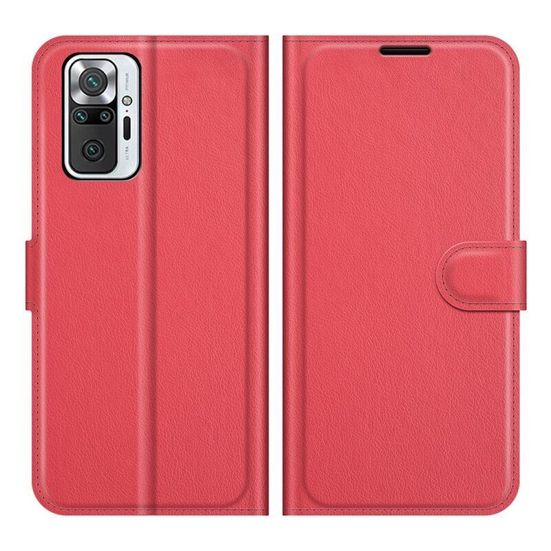 Litchi peněženkové pouzdro na mobil Xiaomi Redmi Note 10 Pro - červené