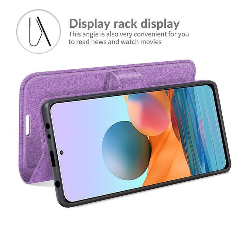 Litchi peněženkové pouzdro na mobil Xiaomi Redmi Note 10 Pro - fialové