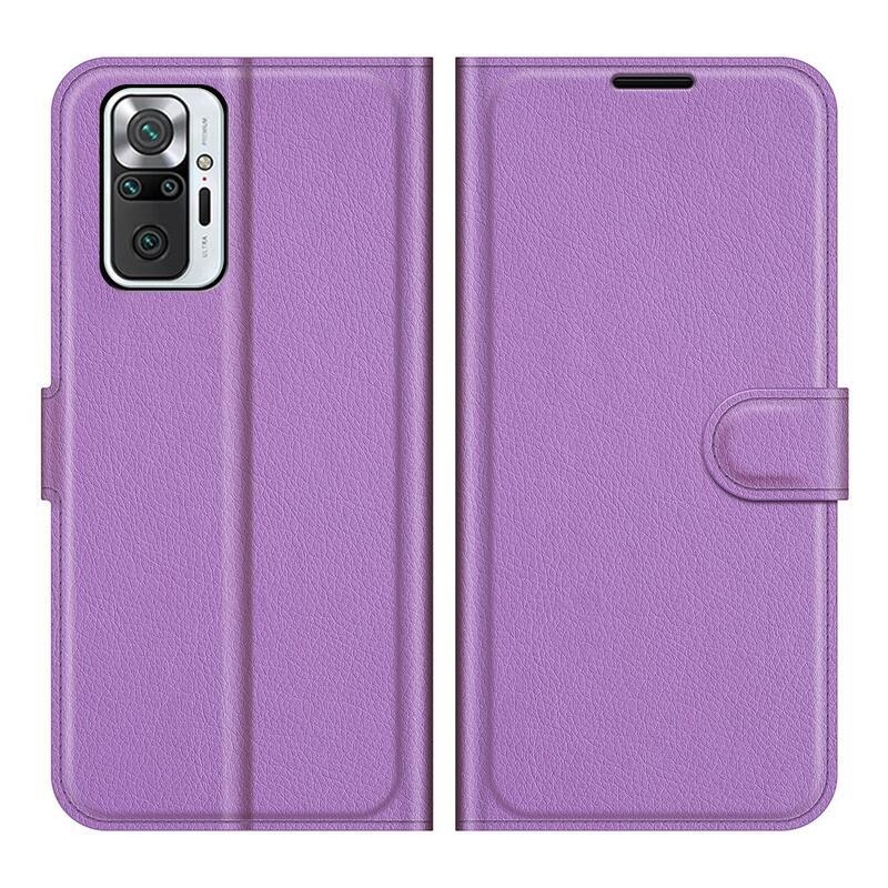 Litchi peněženkové pouzdro na mobil Xiaomi Redmi Note 10 Pro - fialové