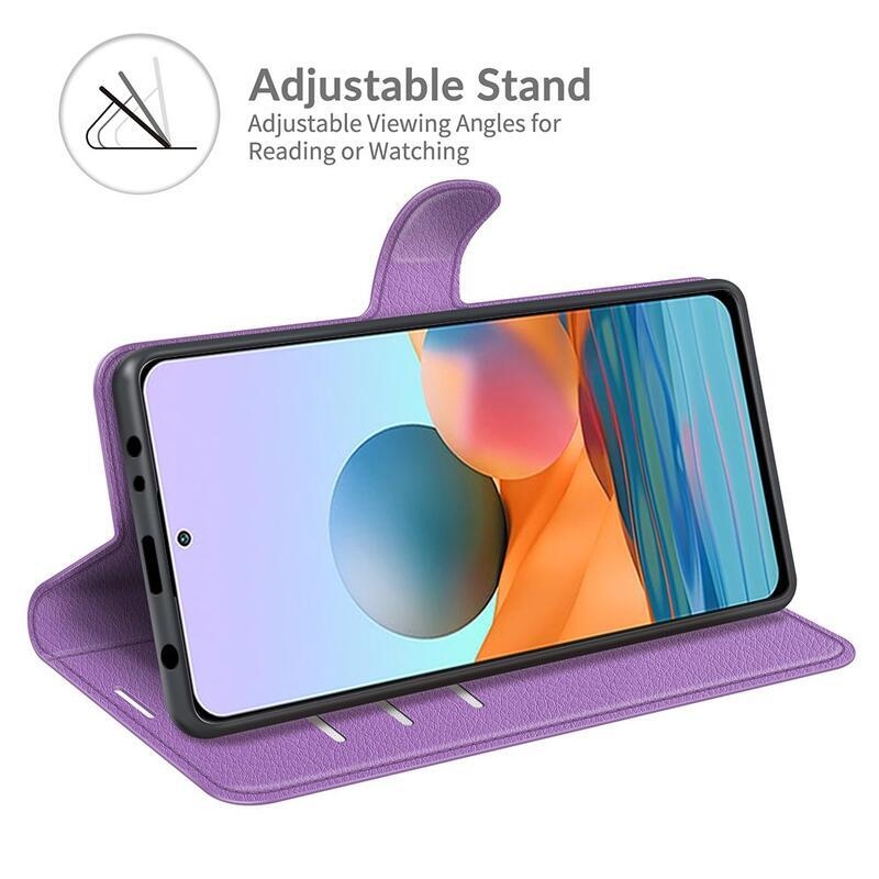 Litchi peněženkové pouzdro na mobil Xiaomi Redmi Note 10 Pro - fialové