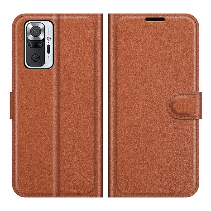 Litchi peněženkové pouzdro na mobil Xiaomi Redmi Note 10 Pro - hnědé