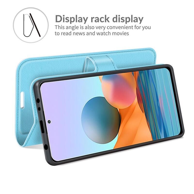 Litchi peněženkové pouzdro na mobil Xiaomi Redmi Note 10 Pro - modré