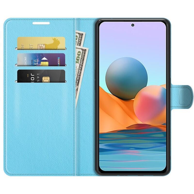 Litchi peněženkové pouzdro na mobil Xiaomi Redmi Note 10 Pro - modré