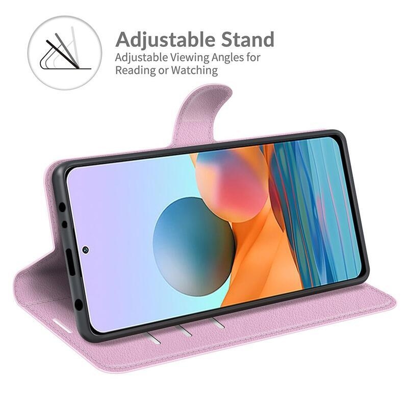 Litchi peněženkové pouzdro na mobil Xiaomi Redmi Note 10 Pro - růžové
