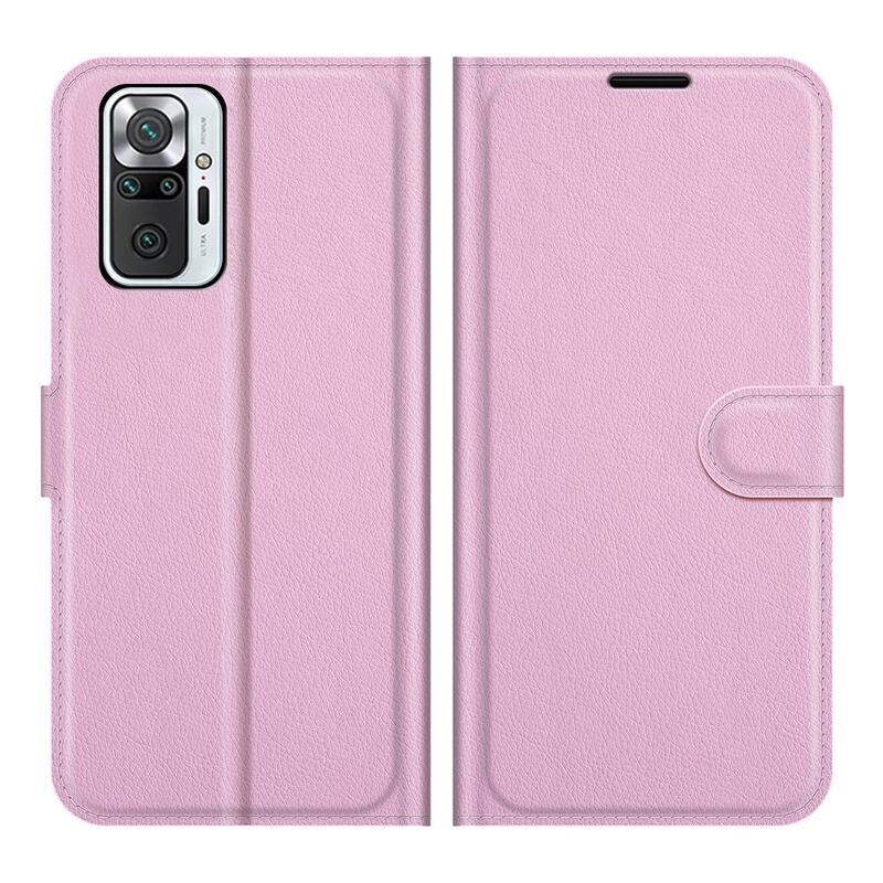 Litchi peněženkové pouzdro na mobil Xiaomi Redmi Note 10 Pro - růžové