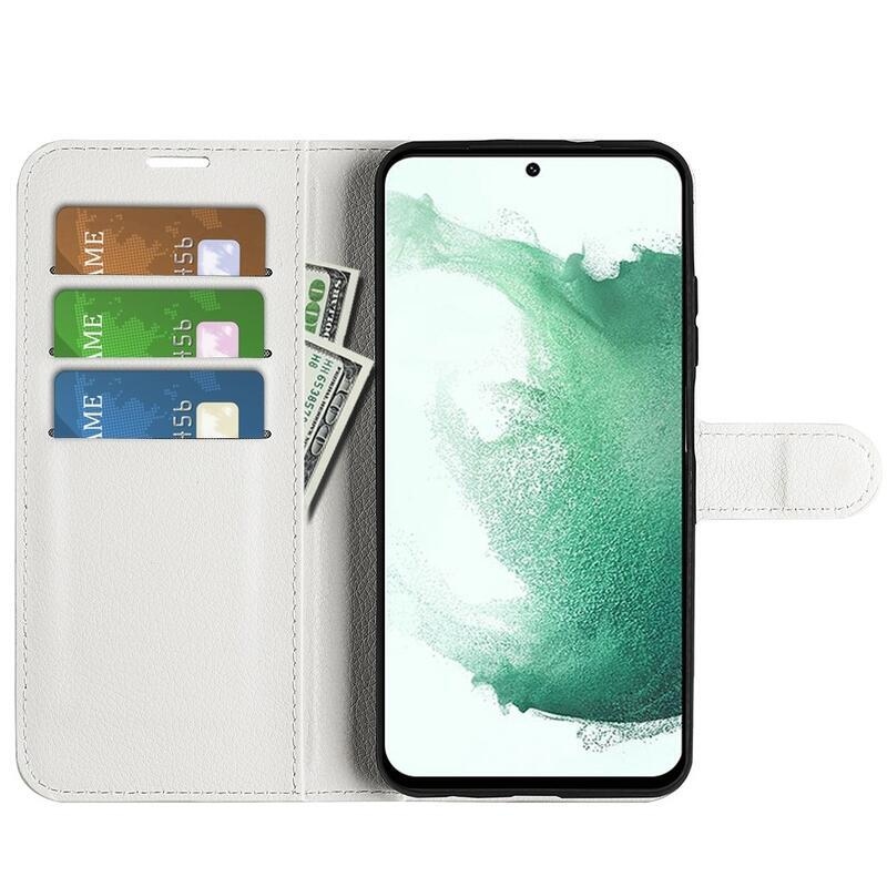 Litchi peněženkové pouzdro na Samsung Galaxy S23+ - bílé