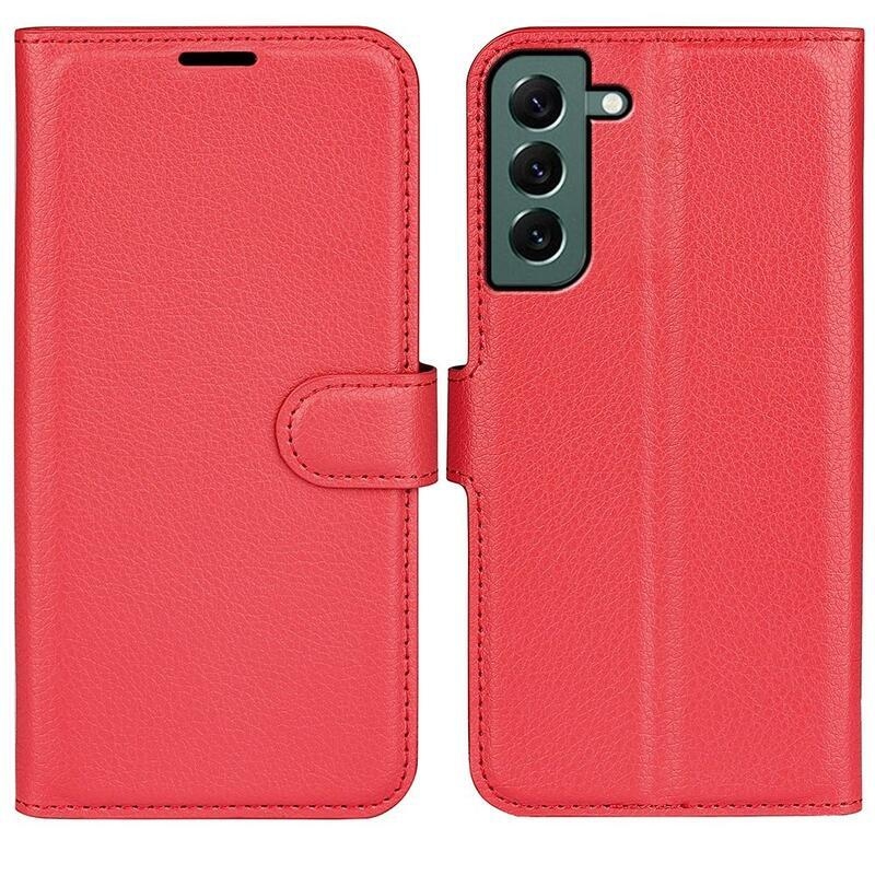 Litchi peněženkové pouzdro na Samsung Galaxy S23+ - červené