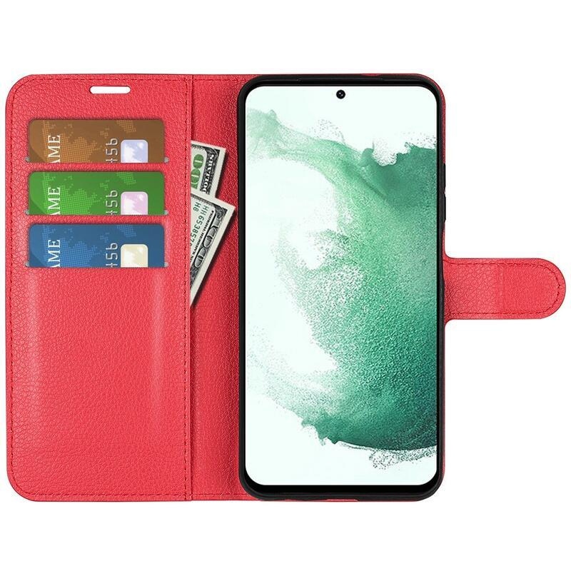 Litchi peněženkové pouzdro na Samsung Galaxy S23+ - červené