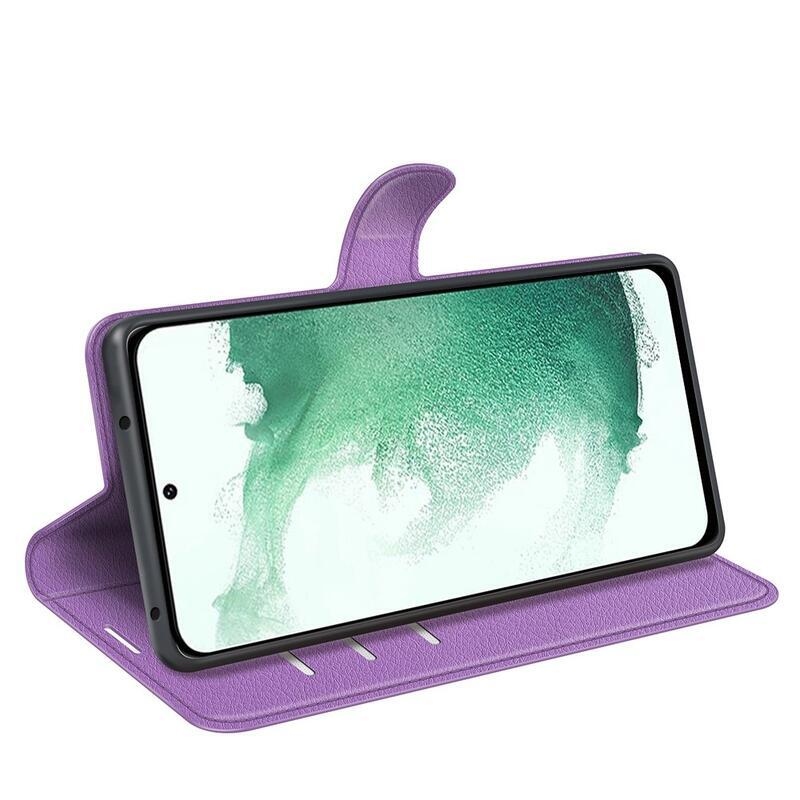 Litchi peněženkové pouzdro na Samsung Galaxy S23+ - fialové
