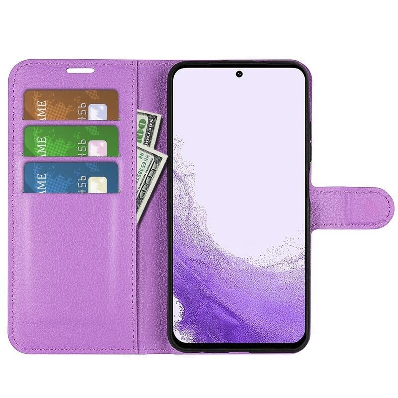 Litchi peněženkové pouzdro na Samsung Galaxy S23 - fialové