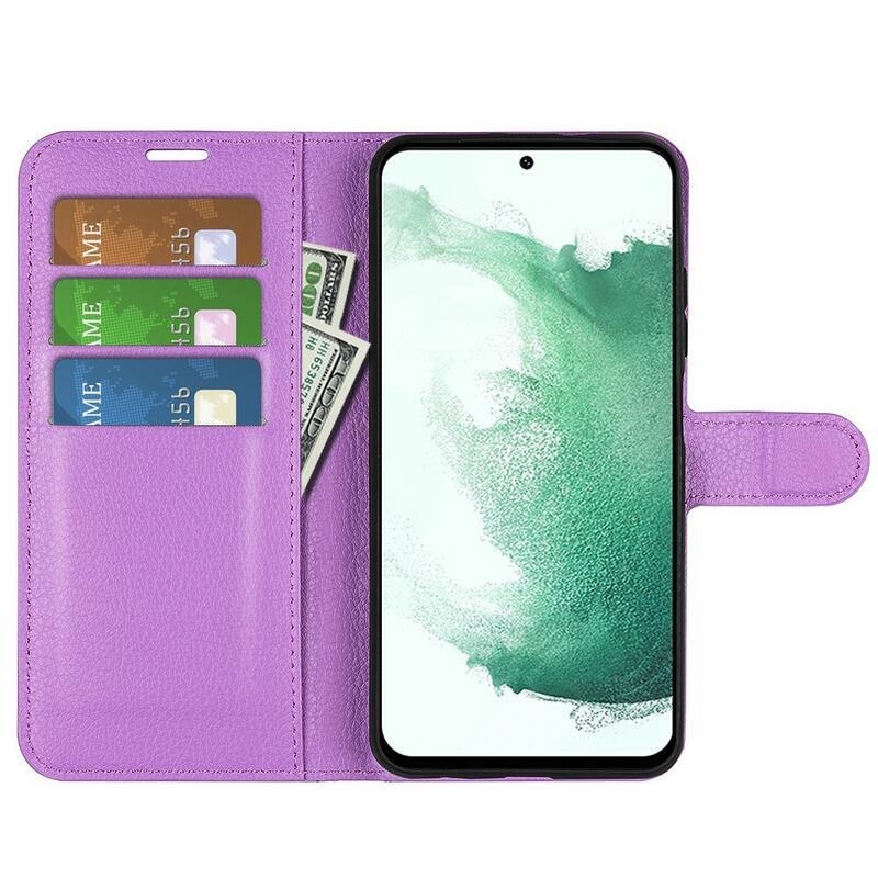 Litchi peněženkové pouzdro na Samsung Galaxy S23+ - fialové