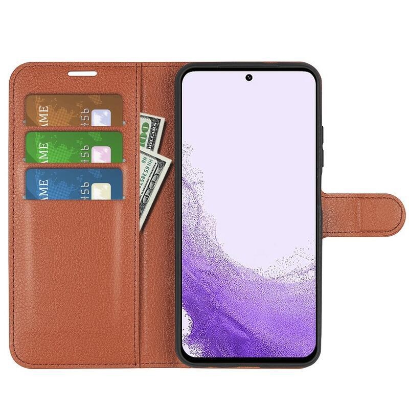 Litchi peněženkové pouzdro na Samsung Galaxy S23 - hnědé