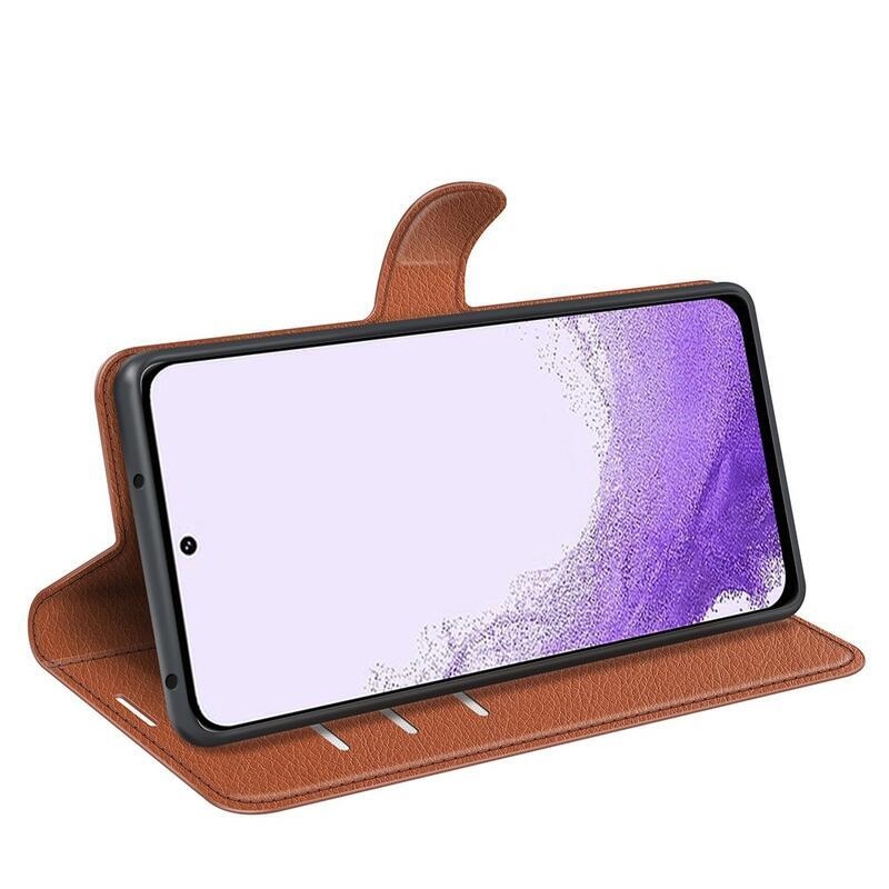 Litchi peněženkové pouzdro na Samsung Galaxy S23 - hnědé