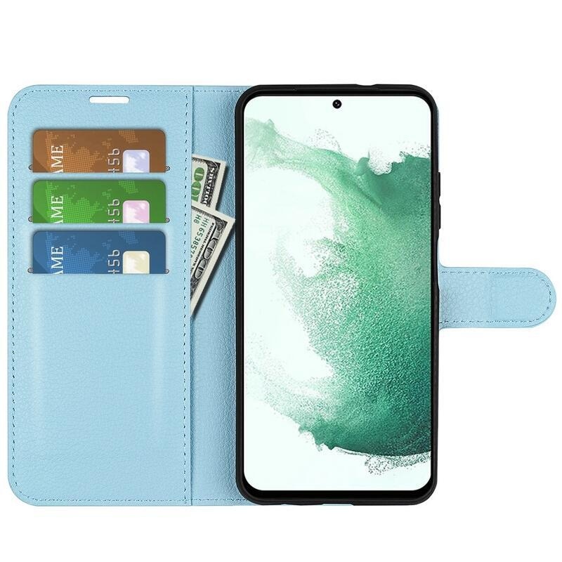 Litchi peněženkové pouzdro na Samsung Galaxy S23+ - modré