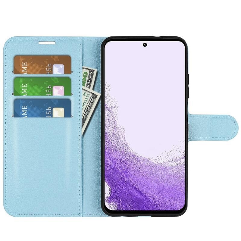 Litchi peněženkové pouzdro na Samsung Galaxy S23 - modré