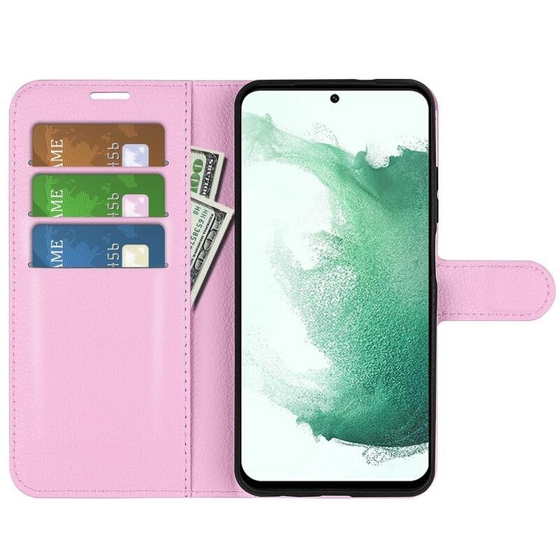 Litchi peněženkové pouzdro na Samsung Galaxy S23+ - růžové