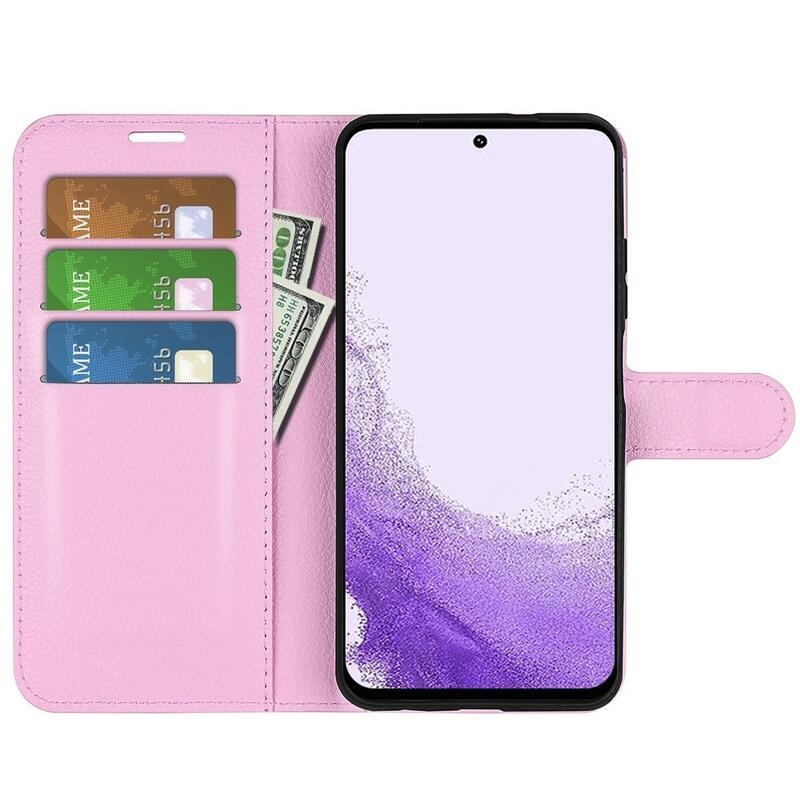 Litchi peněženkové pouzdro na Samsung Galaxy S23 - růžové